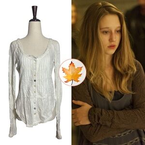 Free People • Gypsy Button Front Rose Print Cardigan Ivory S ASO Violet Harmon